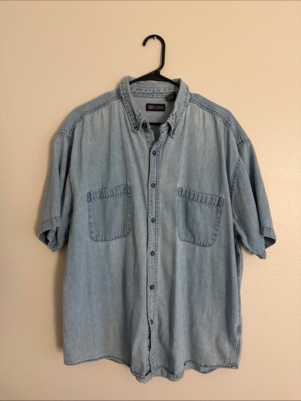 Faded Glory Light Blue Denim Button-Front Casual Shirt
